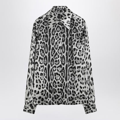 Dolce &amp; Gabbana Leopard-print silk satin shirt in black