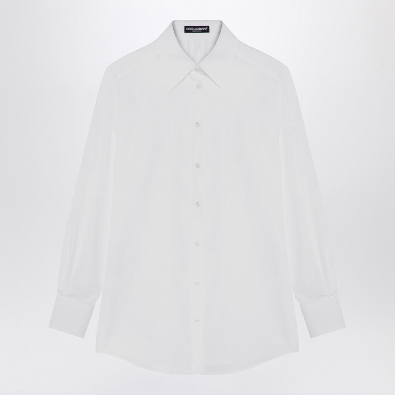 Dolce &amp; Gabbana White Cotton Poplin Shirt with Pointed Collar White