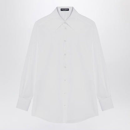 Dolce &amp; Gabbana White Cotton Poplin Shirt with Pointed Collar White