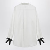 Dolce & Gabbana White Silk Shirt with Black Bow Detailing White