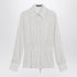 Dolce & Gabbana White Pinstriped Silk-Cotton Shirt with Belted Waist White