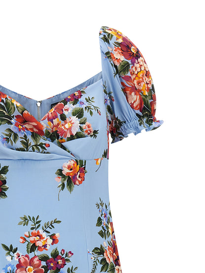 Dolce &amp; Gabbana Mazzo Di Fiori Print Dress Light blue