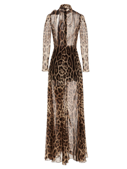 Dolce &amp; Gabbana Silk Blend Dress Brown