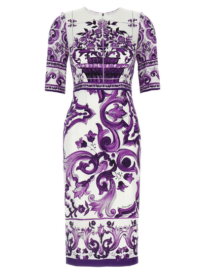 Dolce &amp; Gabbana Maiolica Print Dress Purple
