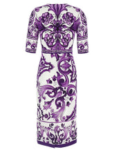 Dolce & Gabbana Maiolica Print Dress Purple