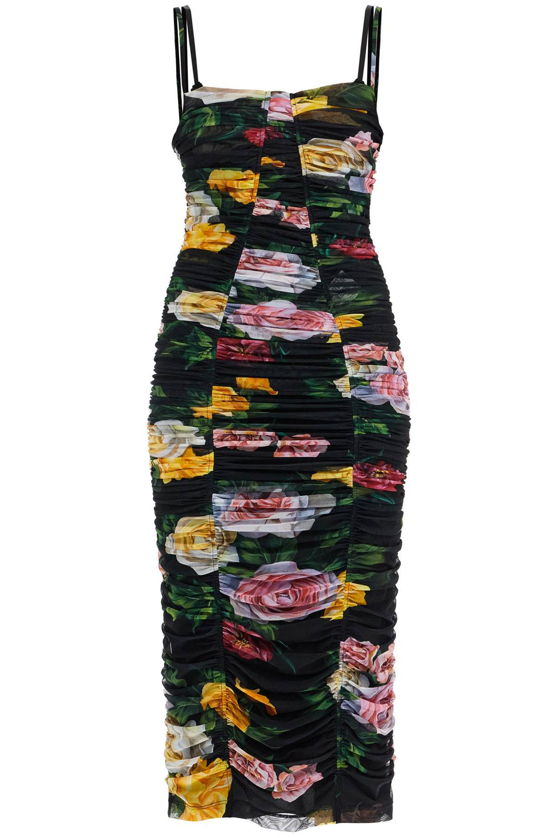 Dolce &amp; Gabbana Floral Midi Synthetic Dress Black