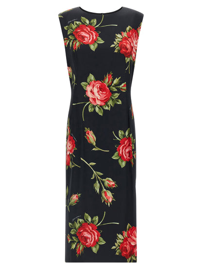 Dolce &amp; Gabbana Bouquet Rose Dress Black