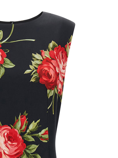 Dolce &amp; Gabbana Bouquet Rose Dress Black
