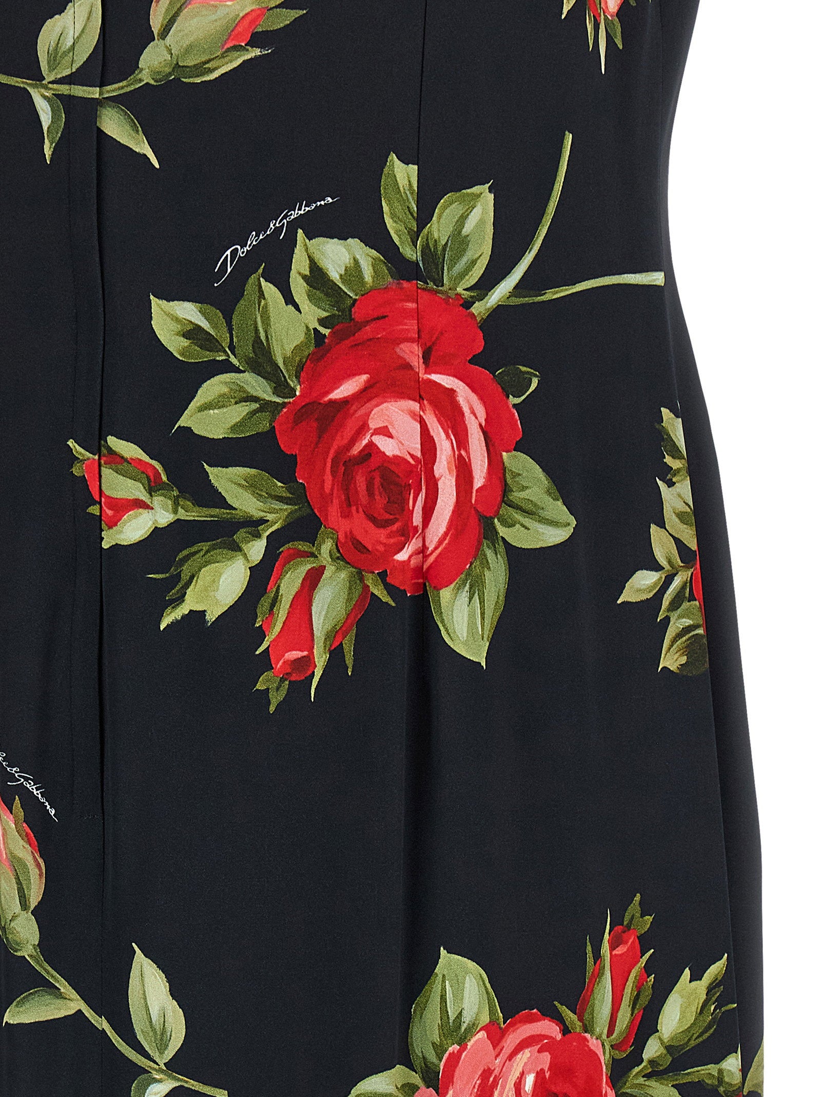 Dolce &amp; Gabbana Bouquet Rose Dress Black