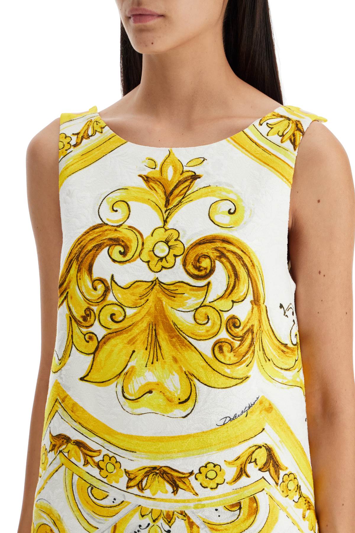 D&amp;G mini brocade dress with maiolica print