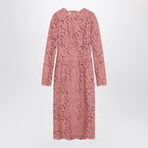 Dolce & Gabbana Pink Lace Long-Sleeve Tubino Dress Pink