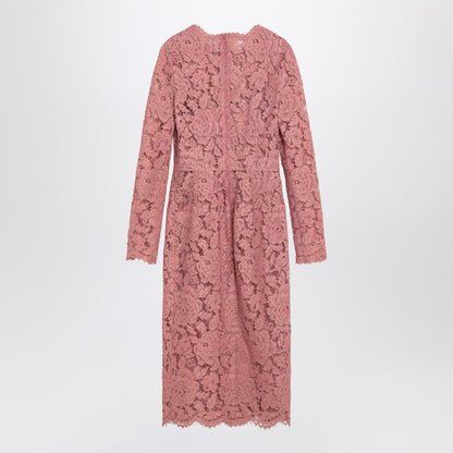 Dolce &amp; Gabbana Pink Lace Long-Sleeve Tubino Dress Pink