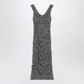 Dolce & Gabbana Diagonal Silk-Blend Midi Dress With Draped Off-Shoulder White