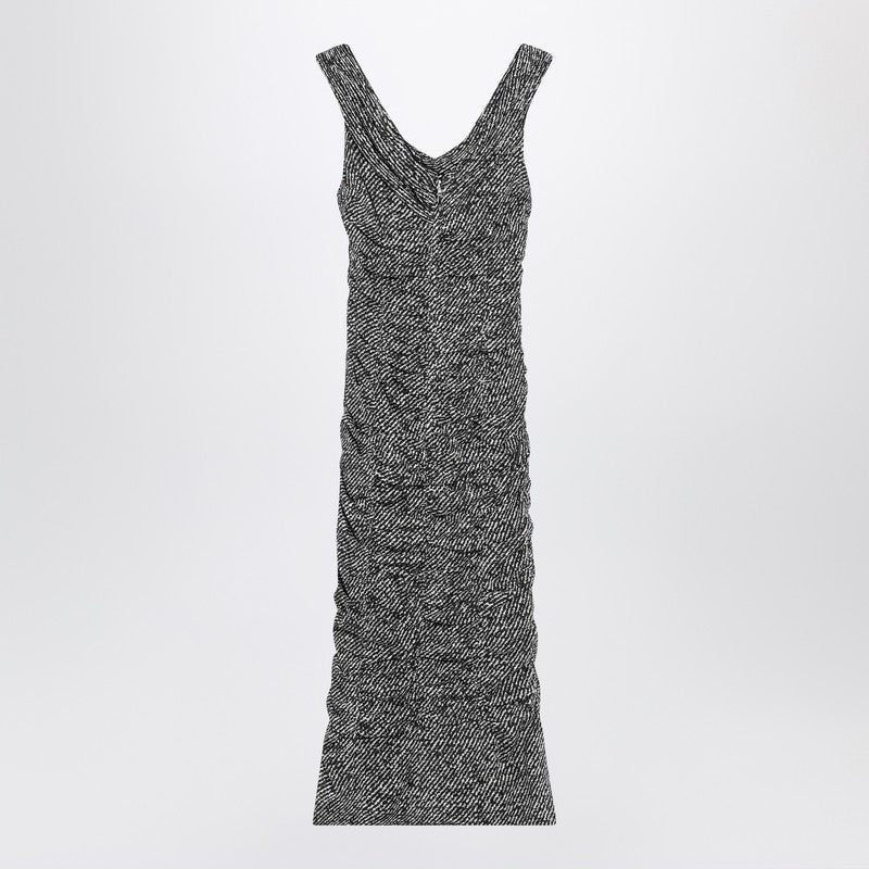 Dolce & Gabbana Diagonal Silk-Blend Midi Dress With Draped Off-Shoulder White