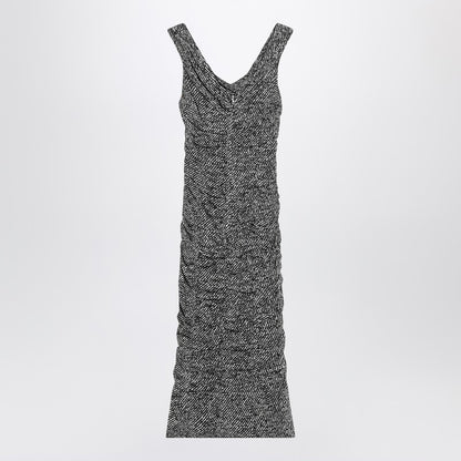 Dolce &amp; Gabbana Diagonal Silk-Blend Midi Dress With Draped Off-Shoulder White