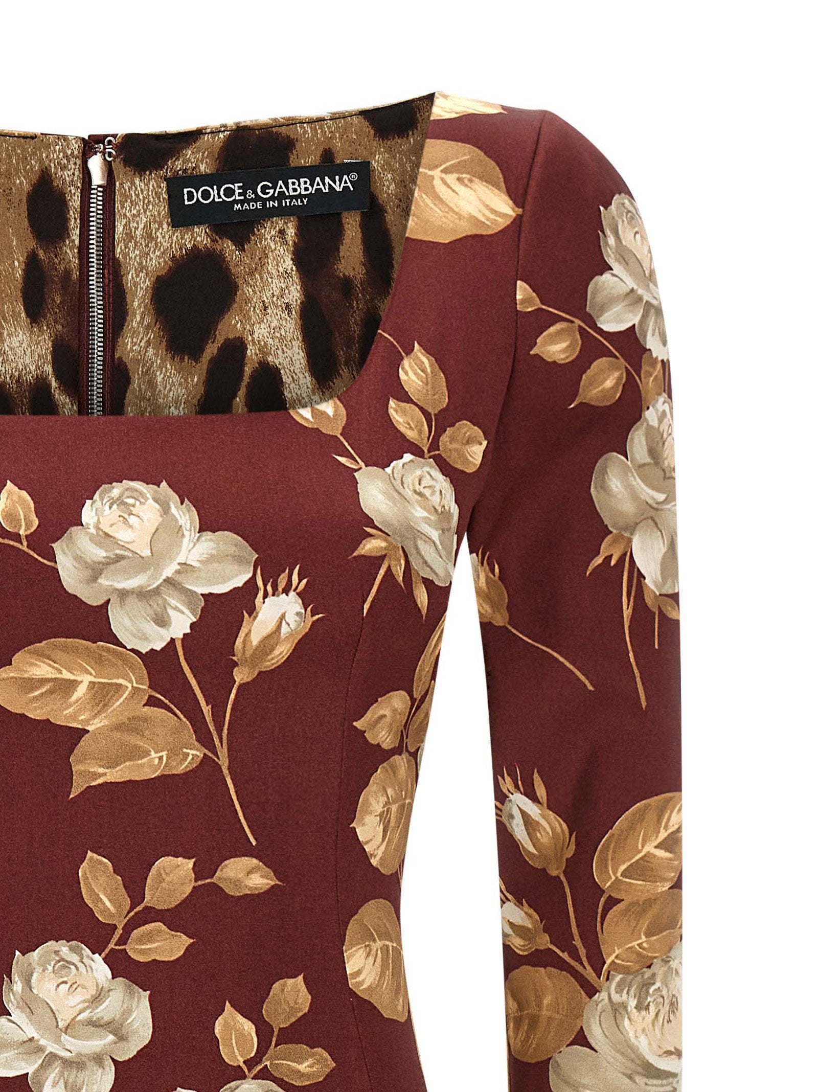 Dolce &amp; Gabbana Rose Print Dress Multicolor