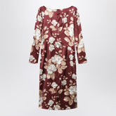 Dolce & Gabbana Burgundy Satin Floral-Print Dress Pink