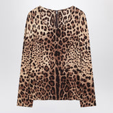Dolce & Gabbana Silk-Blend Leopard-Print Long-Sleeve Top Print
