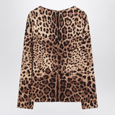 Dolce & Gabbana Silk-Blend Leopard-Print Long-Sleeve Top Print