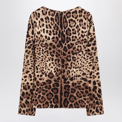 Dolce &amp; Gabbana Silk-Blend Leopard-Print Long-Sleeve Top Print