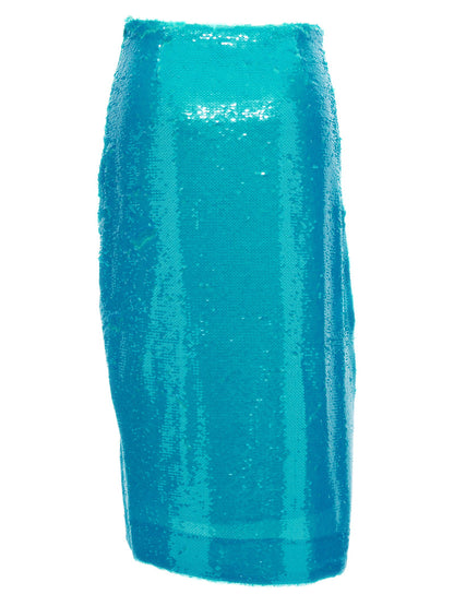 Ganni Sequin Midi Skirt Light blue