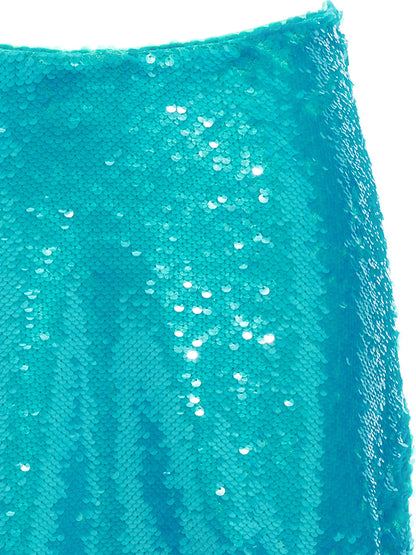 Ganni Sequin Midi Skirt Light blue