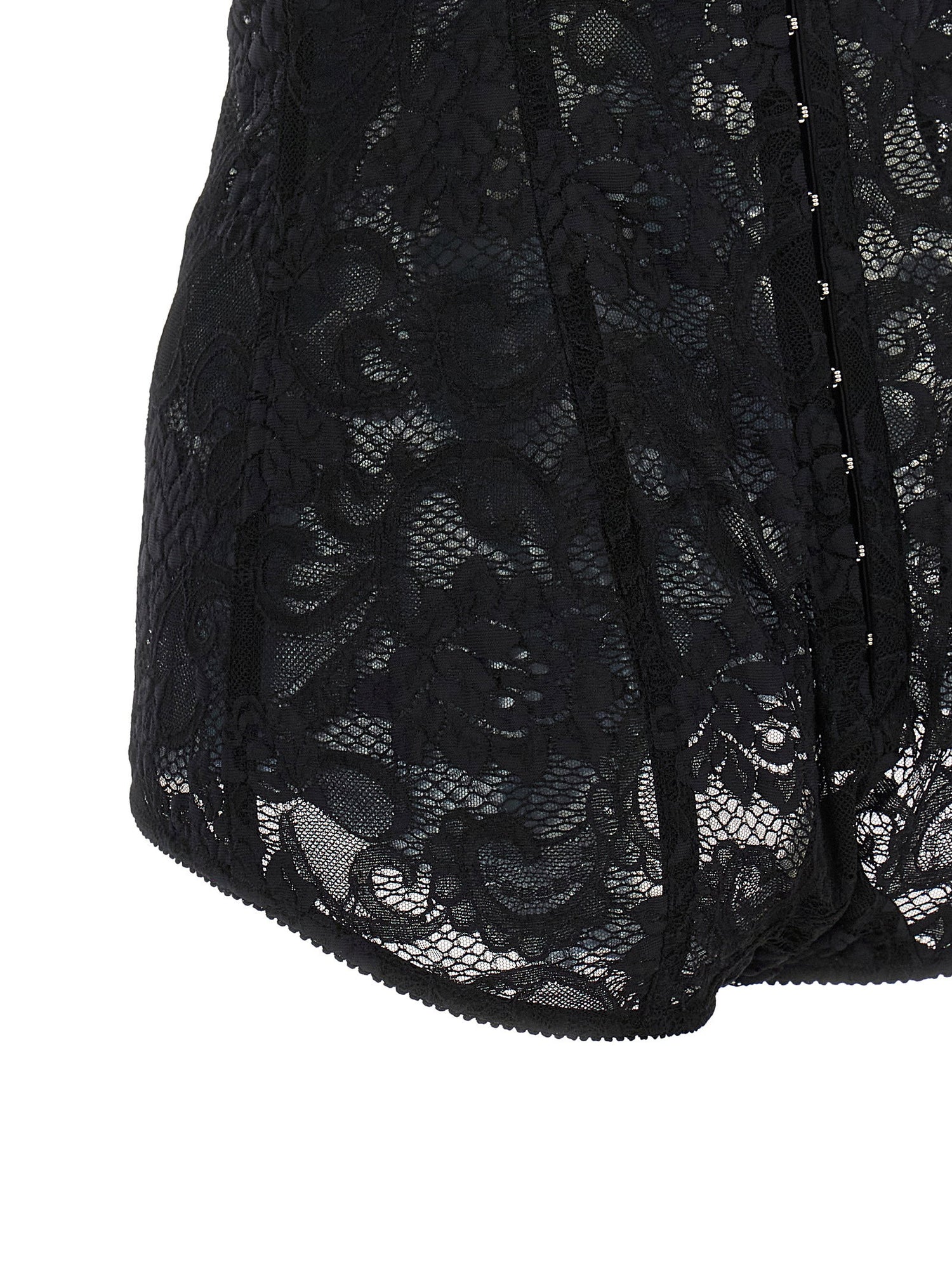 Dolce &amp; Gabbana Satin And Lace Corsetry Bodysuit Black