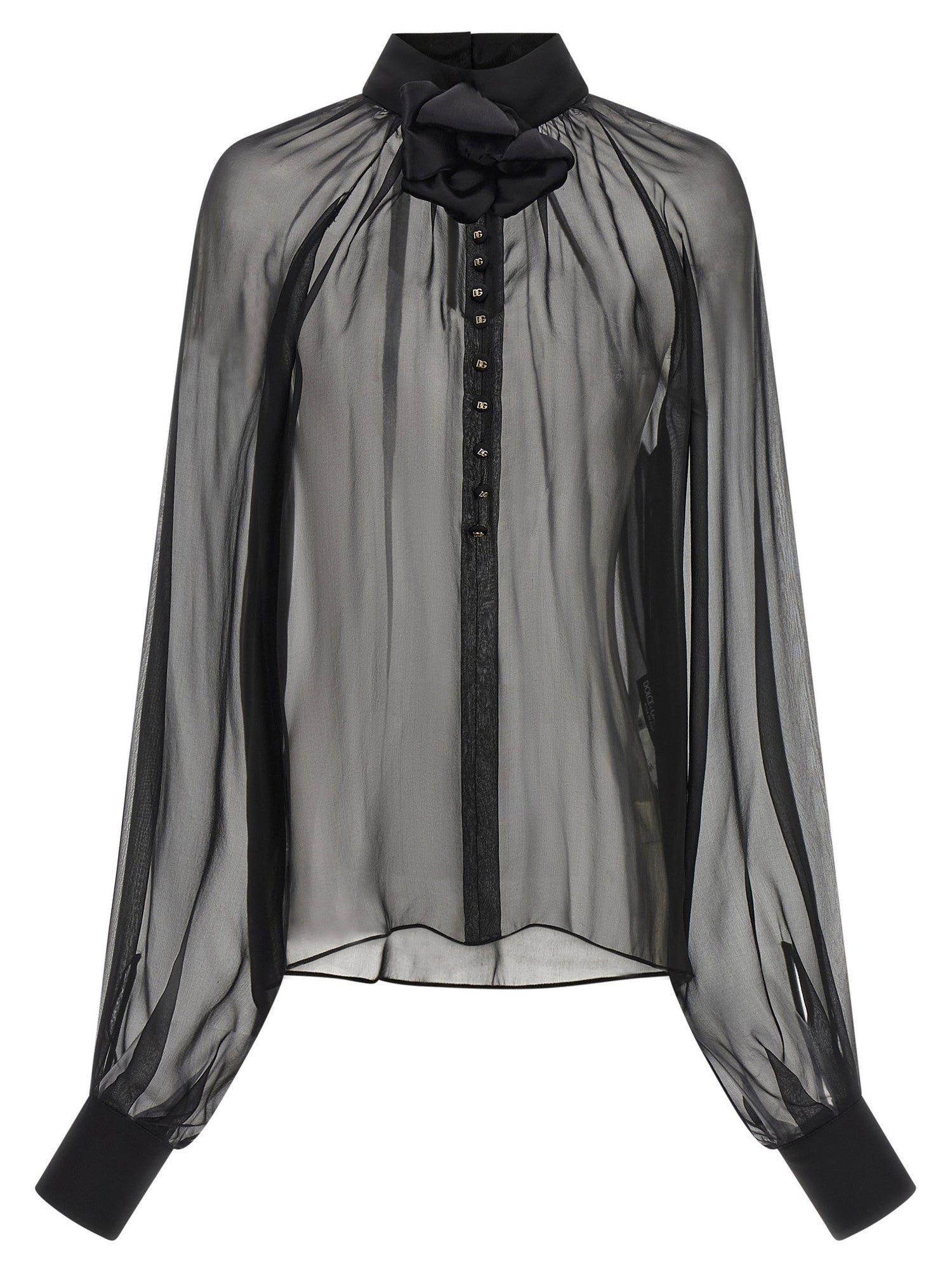 Dolce &amp; Gabbana Chiffon Blouse With Flower Black