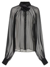 Dolce & Gabbana Chiffon Blouse With Flower Black