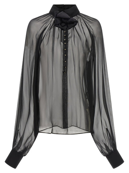 Dolce &amp; Gabbana Chiffon Blouse With Flower Black