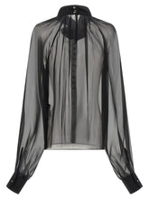 Dolce & Gabbana Chiffon Blouse With Flower Black