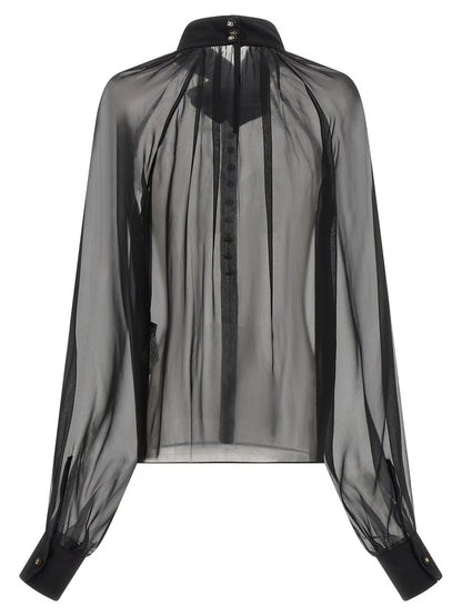 Dolce &amp; Gabbana Chiffon Blouse With Flower Black