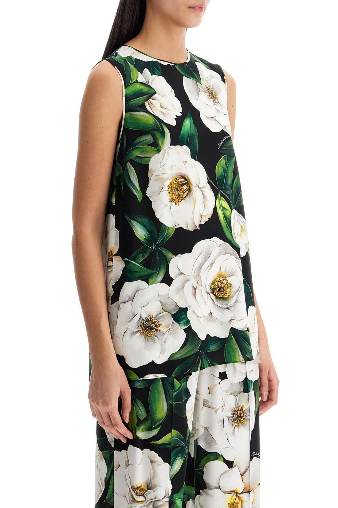 Dolce &amp; Gabbana Floral Silk Top Black
