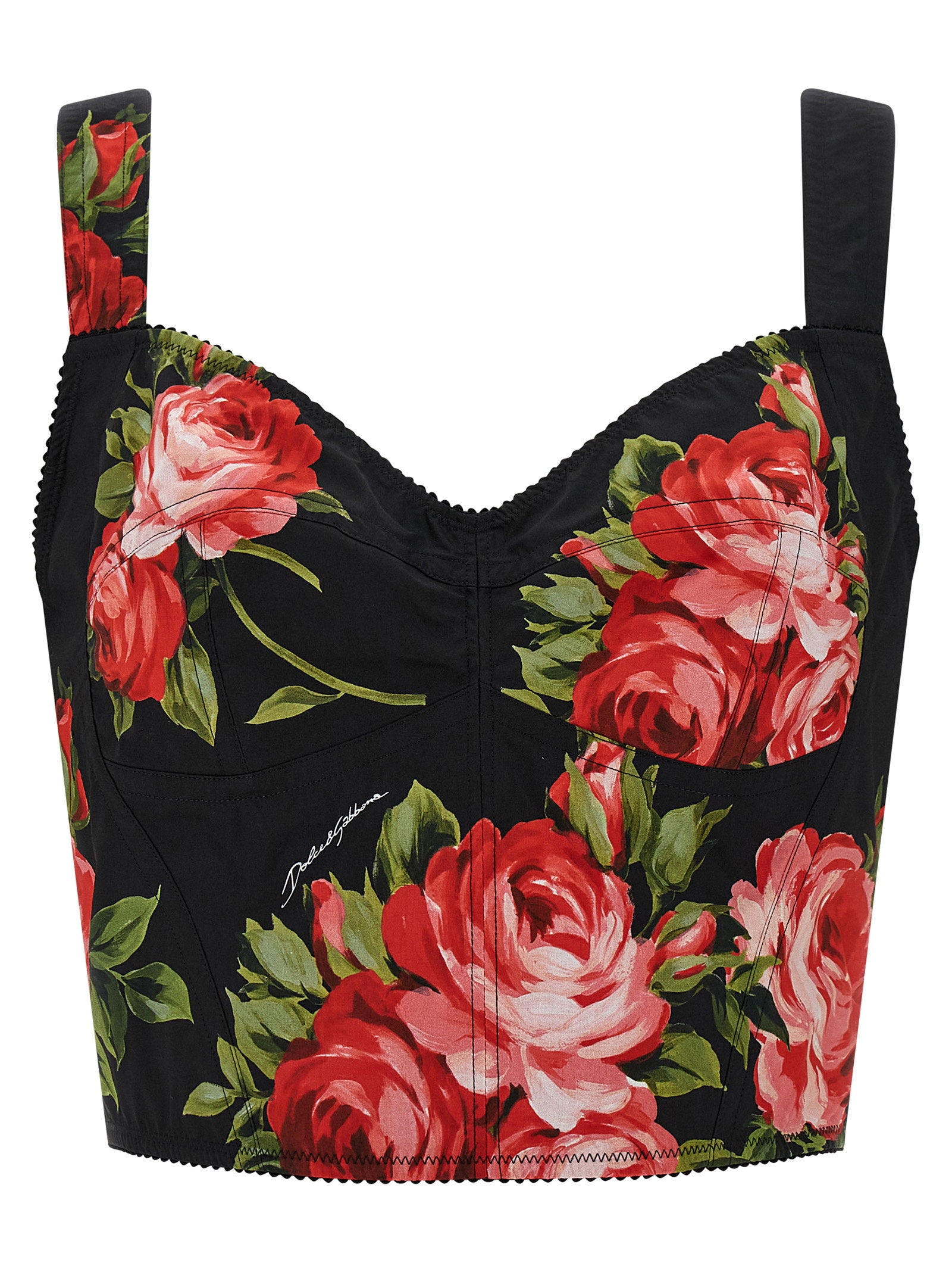 Dolce &amp; Gabbana Bouquet Rose Bustier Top Black