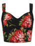 Dolce & Gabbana Bouquet Rose Bustier Top Black