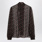 Dolce & Gabbana Chiffon Rose Print Blouse Black black