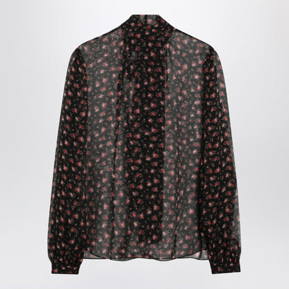 Dolce &amp; Gabbana Chiffon Rose Print Blouse Black black