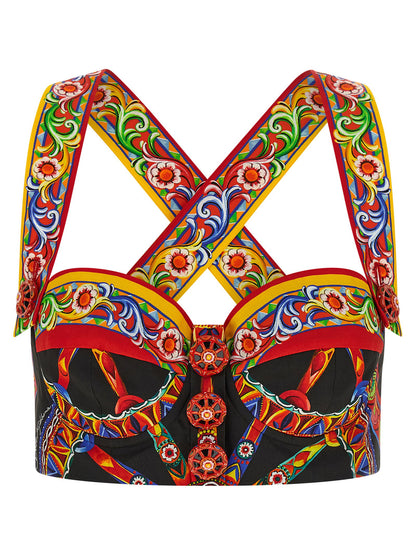 Dolce &amp; Gabbana Carretto Bustier Top Multicolor