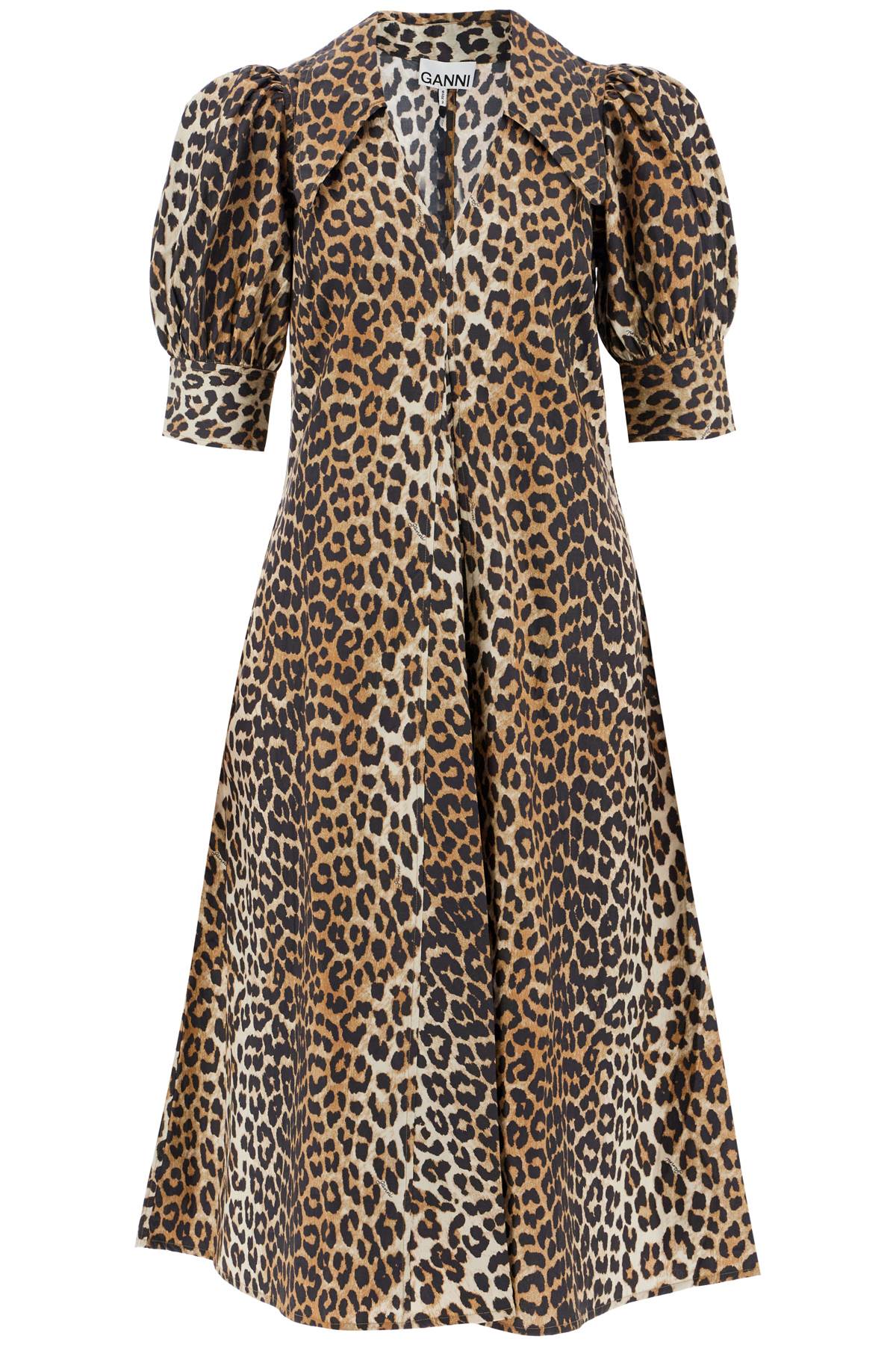 Leopard print poplin dress