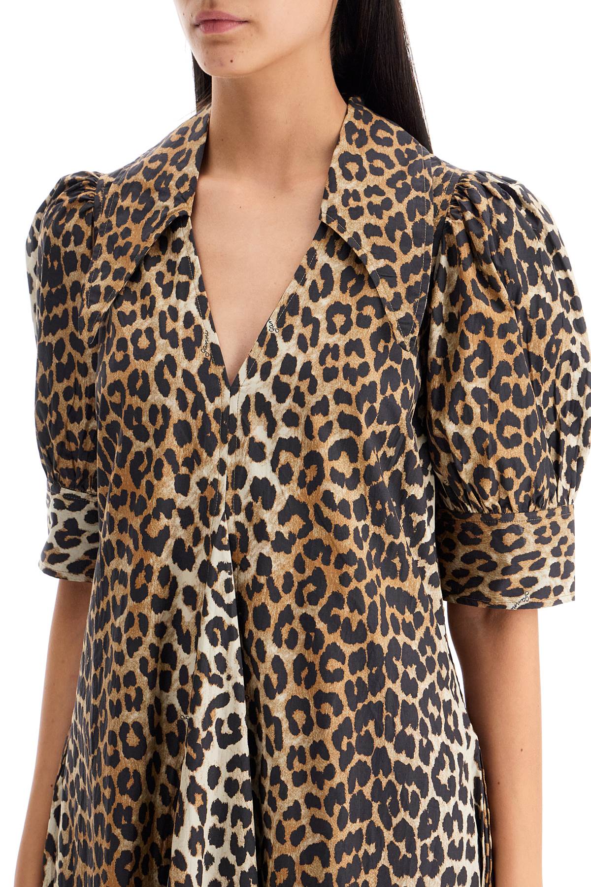 Leopard print poplin dress