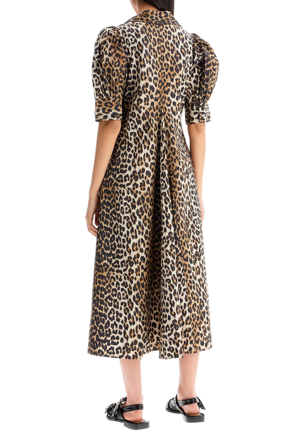 Leopard print poplin dress