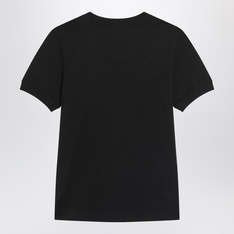 Dolce &amp; Gabbana Black Cotton Logo-Embroidered T-Shirt Black