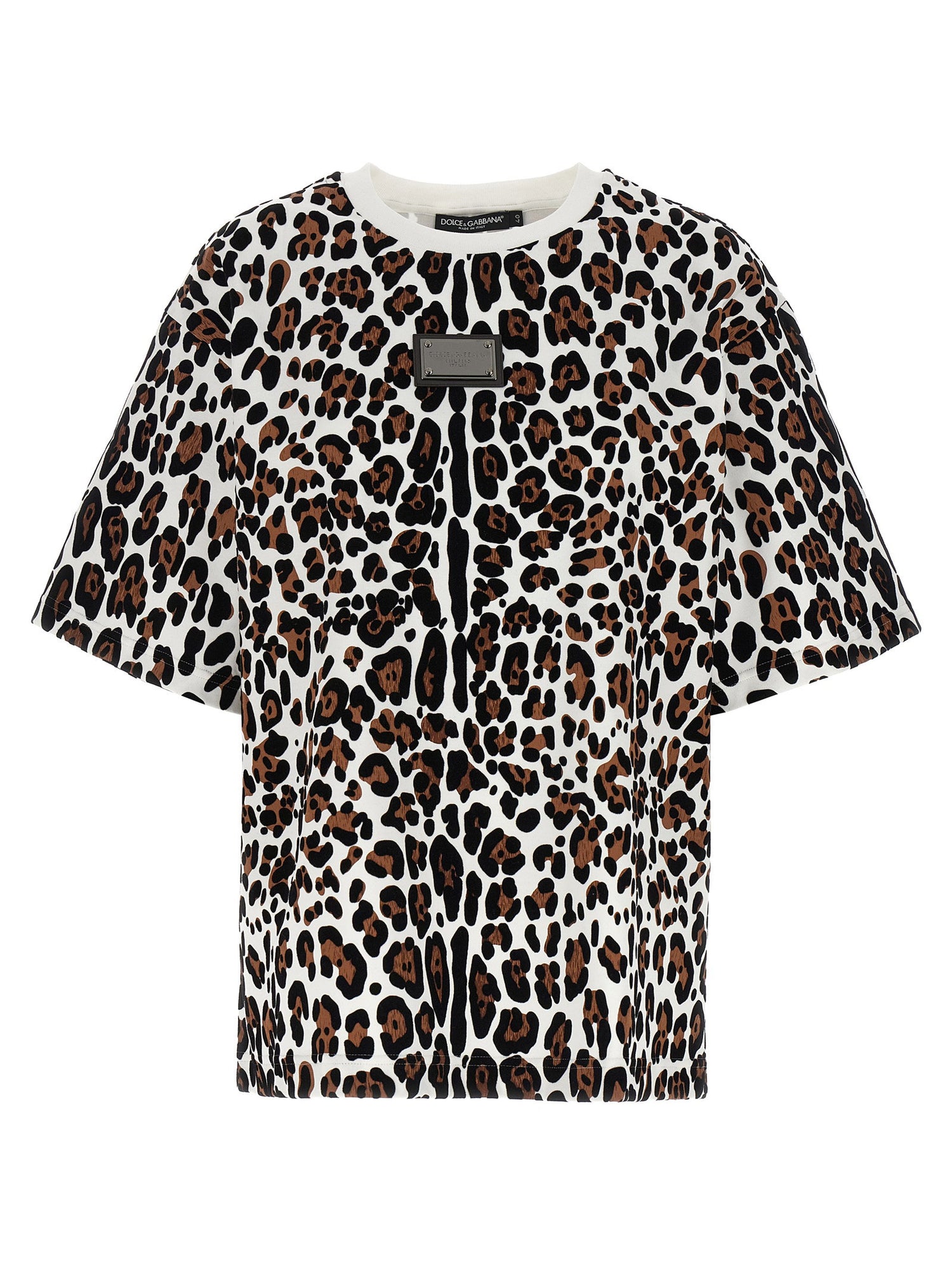 Dolce &amp; Gabbana Animal Print Logo Plaque T-shirt Multicolor