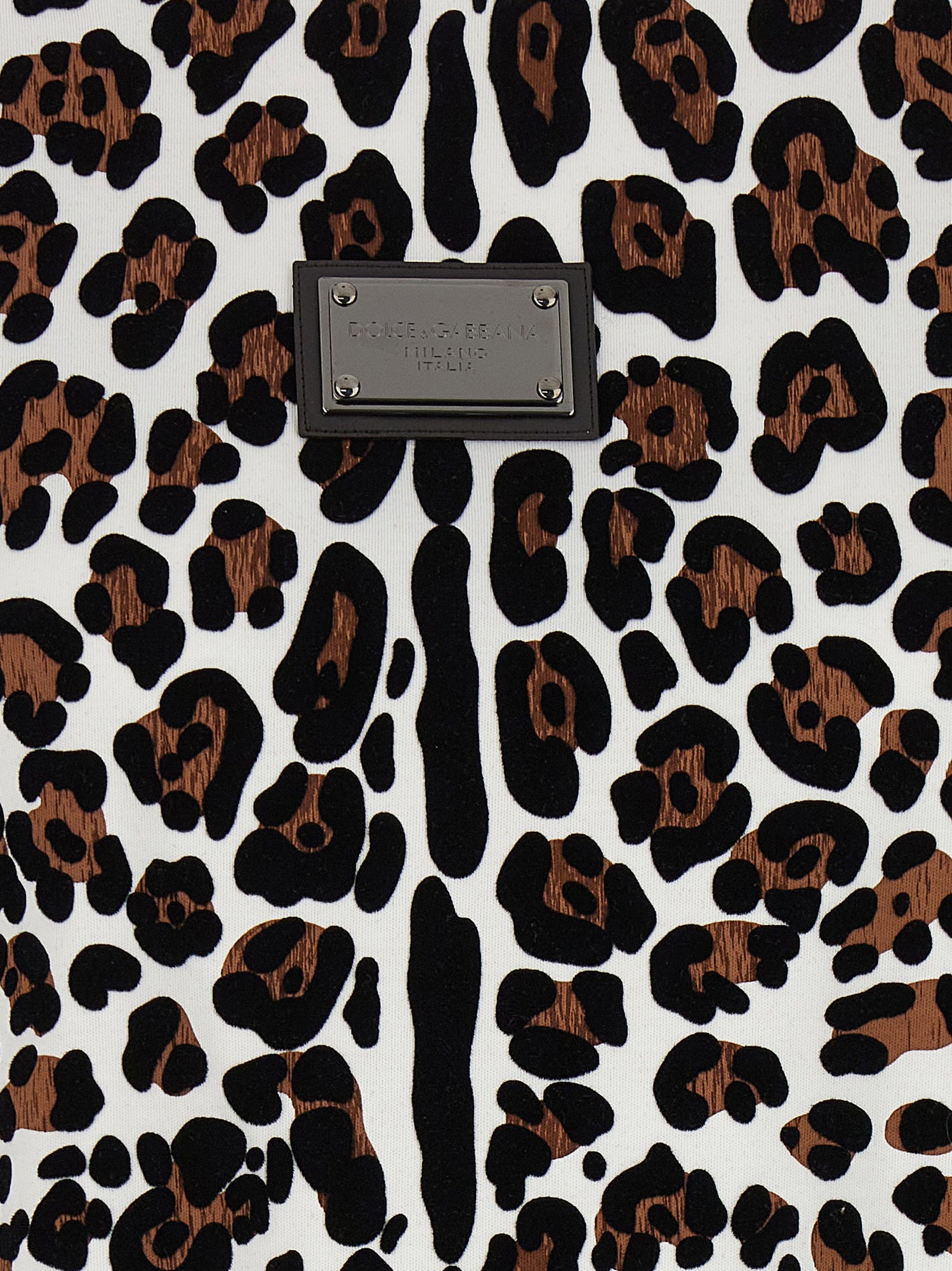 Dolce &amp; Gabbana Animal Print Logo Plaque T-shirt Multicolor