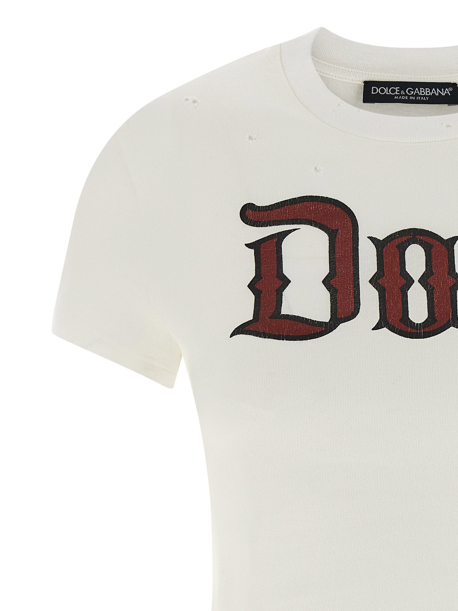 Dolce &amp; Gabbana Used Effect Cotton T-shirt White