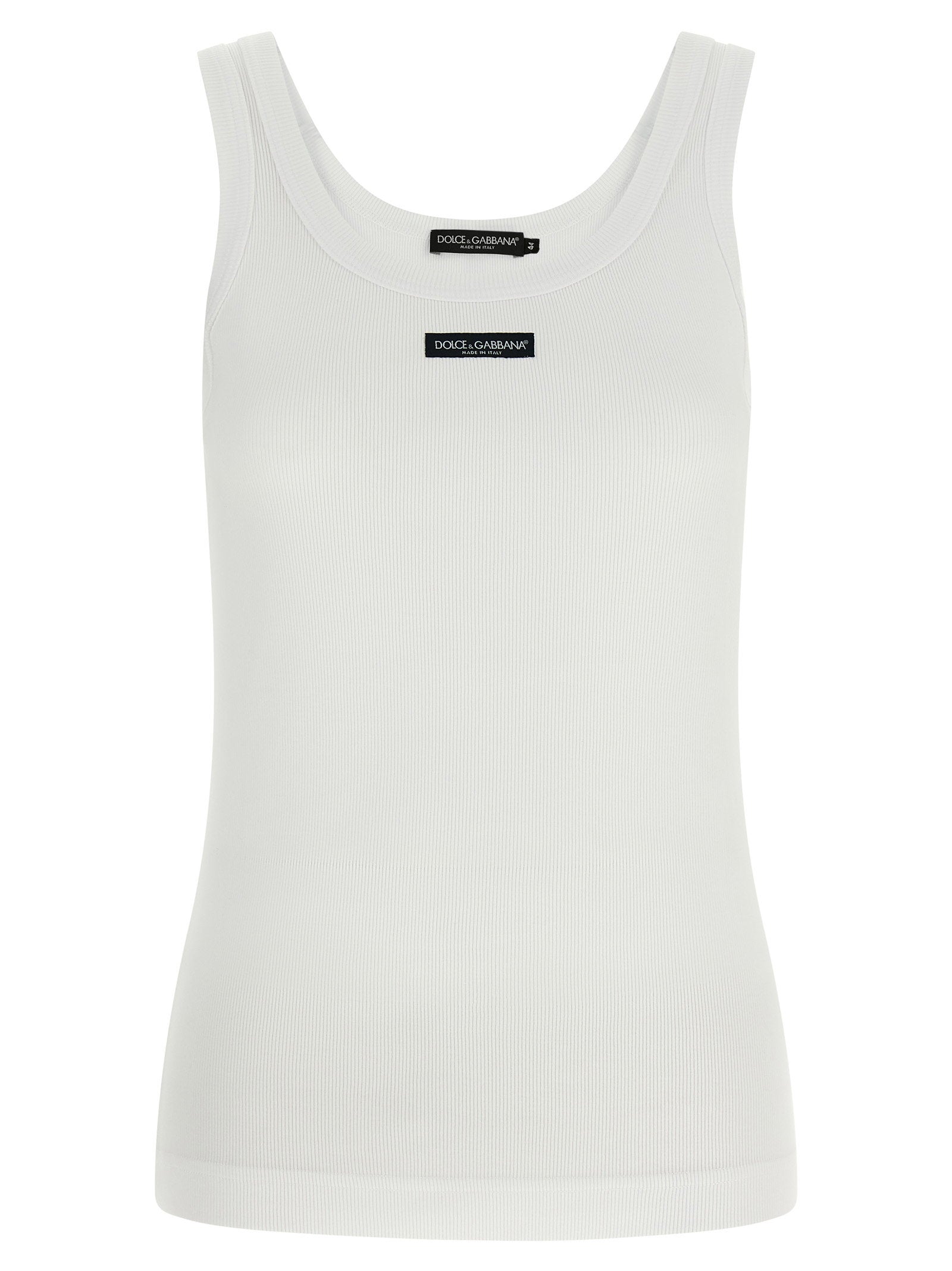 Dolce &amp; Gabbana Logo Patch Tank Top White
