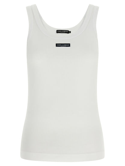 Dolce &amp; Gabbana Logo Patch Tank Top White