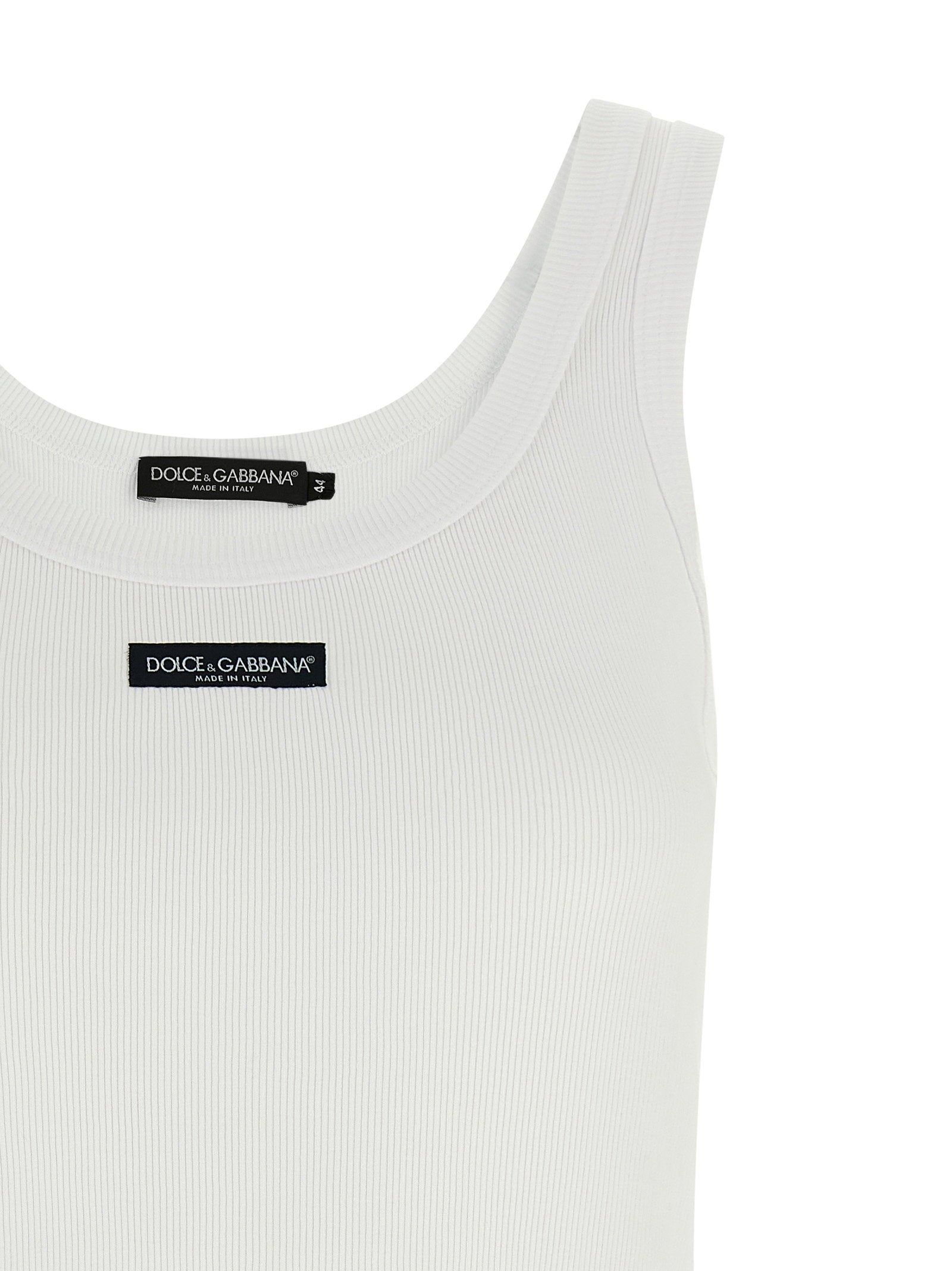 Dolce &amp; Gabbana Logo Patch Tank Top White