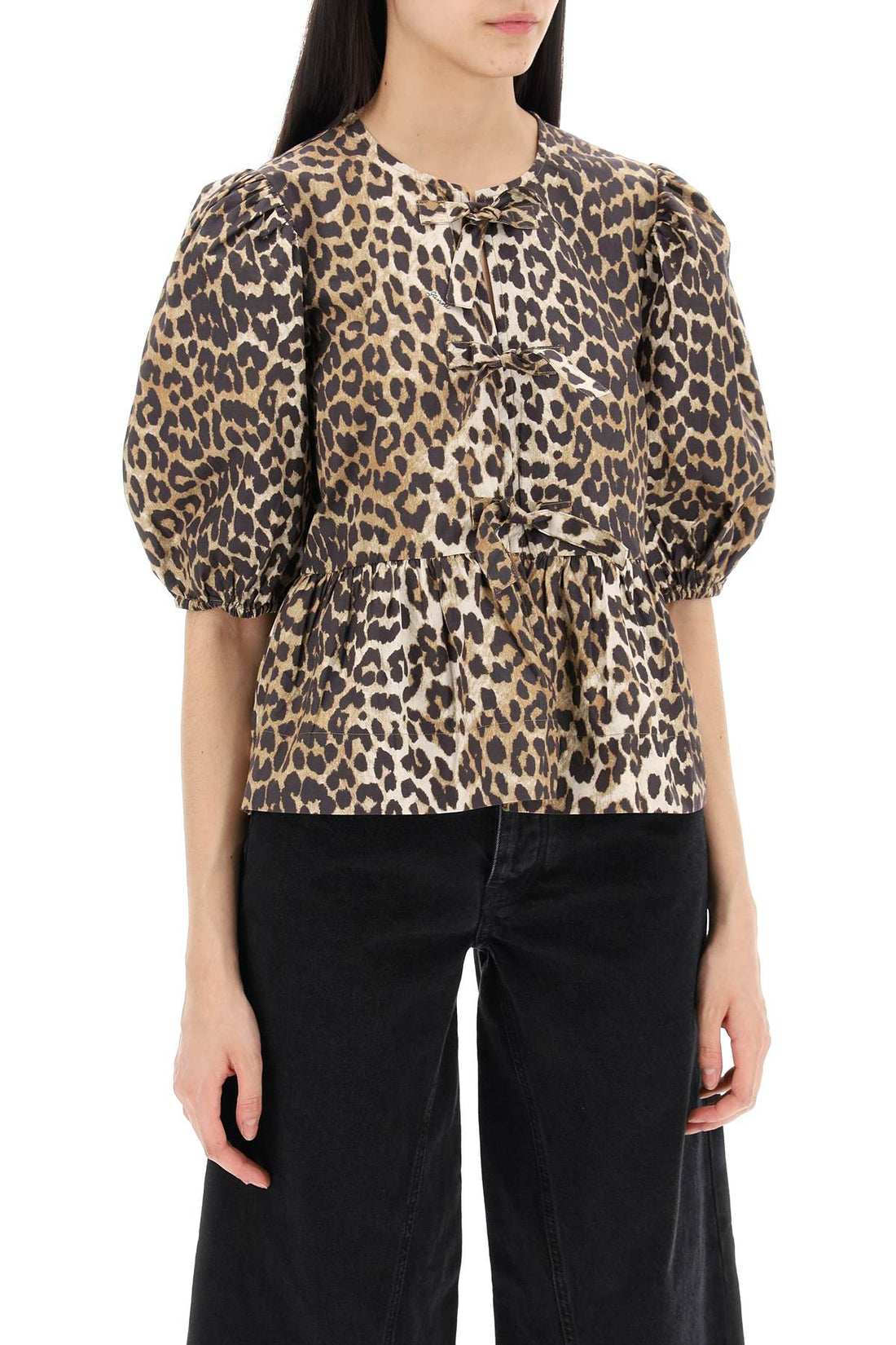 Leopard print peplum blouse