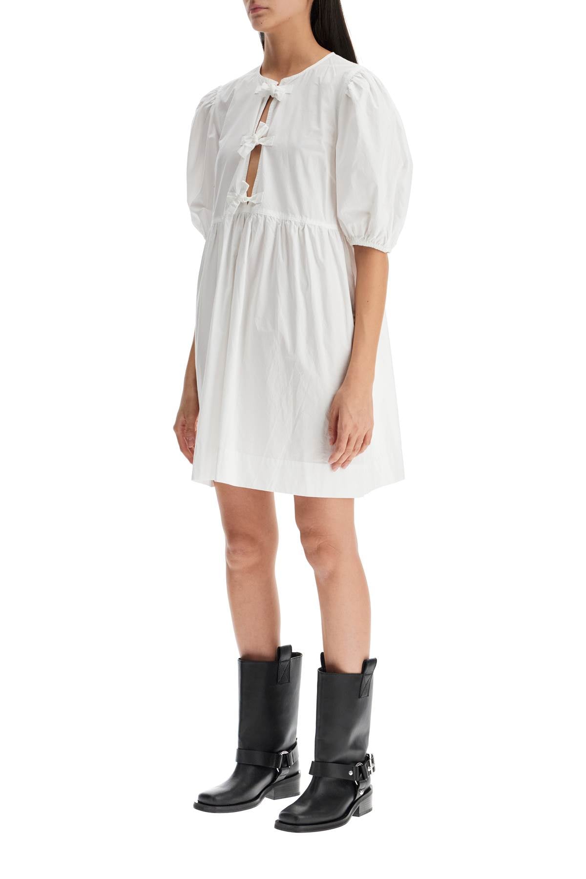 Organic Botton Tie String Mini Dress